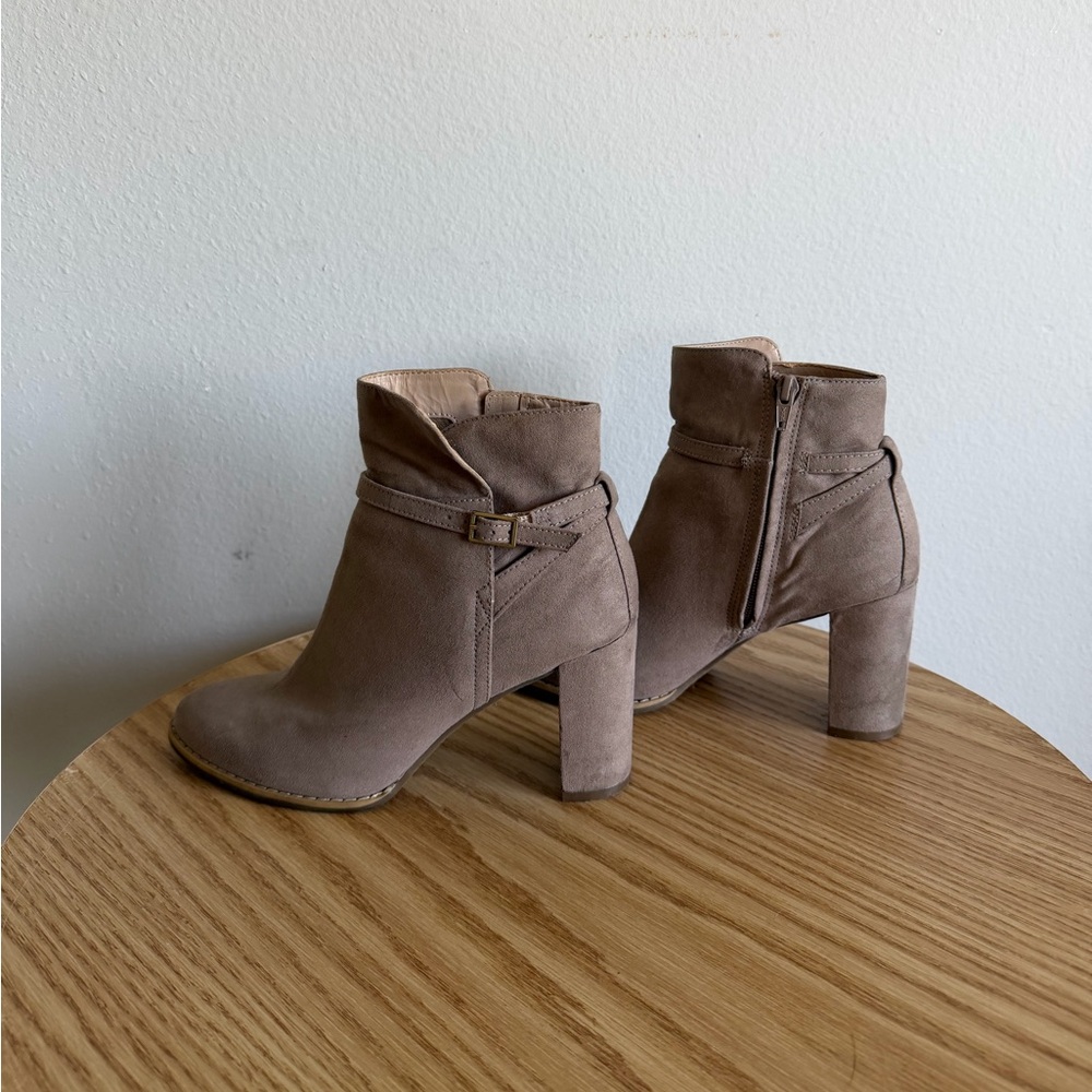 Taupe Ankle Boots with Block Heel